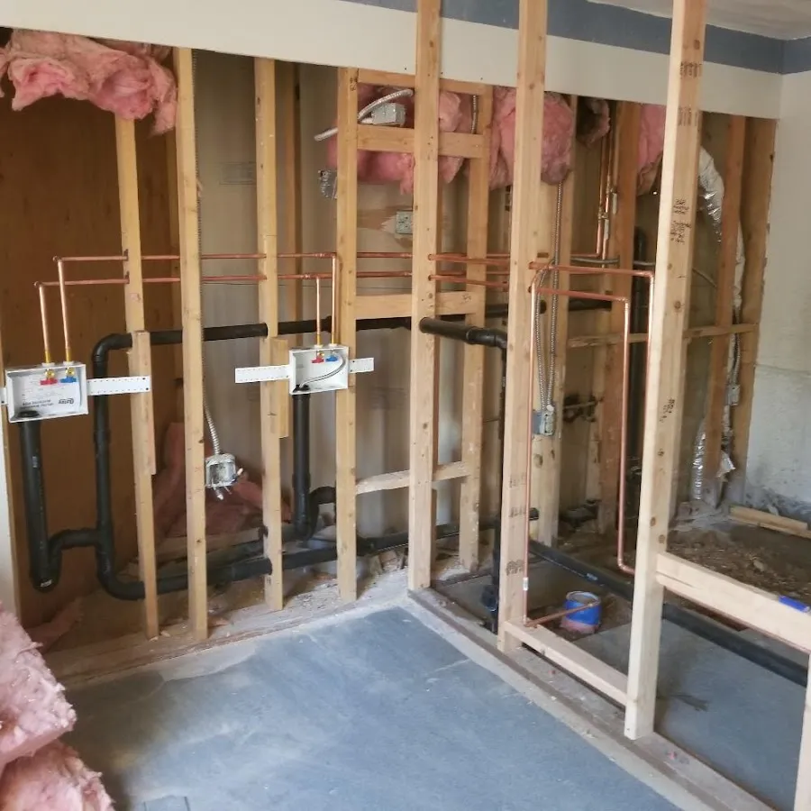 Copper pipe rough-in and plumbing installation in Yorktown